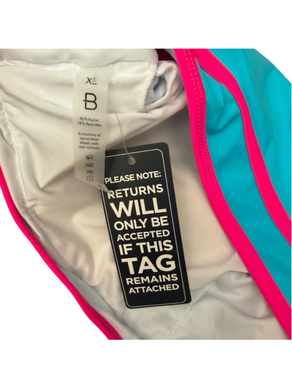 NWT BMJL Women’s XL Aqua Hot Pink High Waist Two Piece Swimsuit